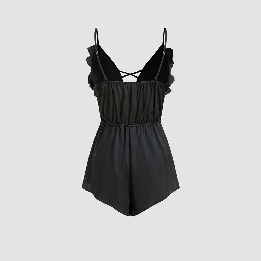 Salopette femme avec volants et décolleté en V profond Chic & Stil