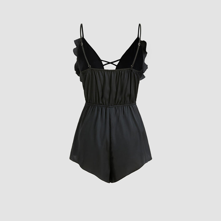 Salopette femme avec volants et décolleté en V profond Chic & Stil