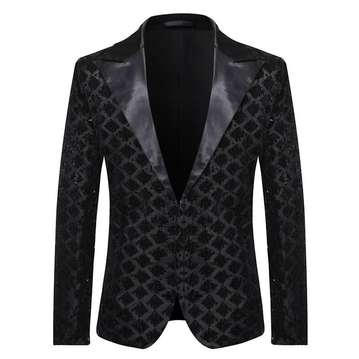 Elegant sequin blazer jacket for men with classic lapels Lune London