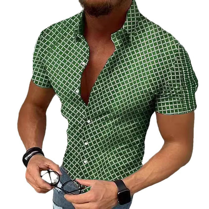 Men's Short Sleeve Shirt with Modern Check Pattern and Breathable Cotton Blend Lune London