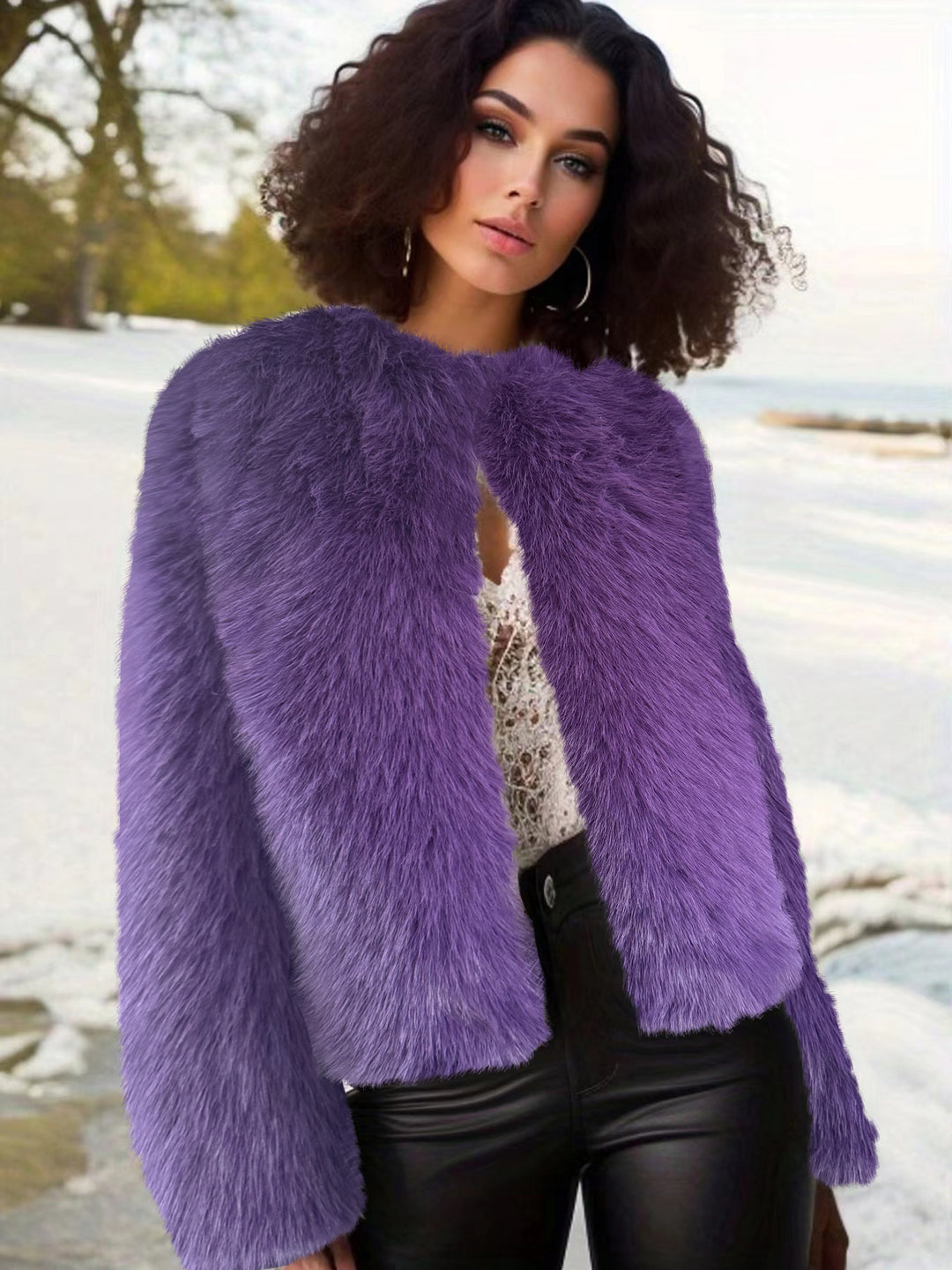 Ladies Trendy Chic Plush Jacket