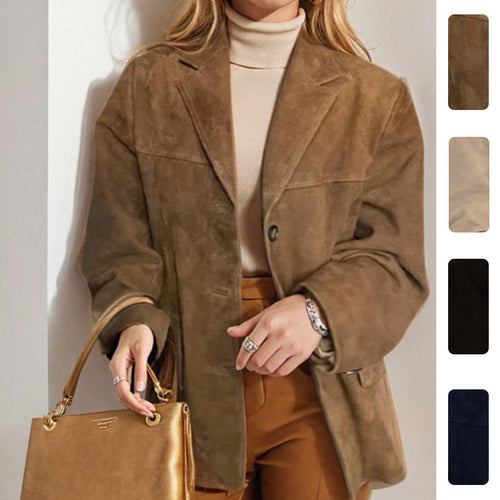 Veste en Suède Élégante pour Femmes avec Coupe Classique et Deux Poches Chic & Stil