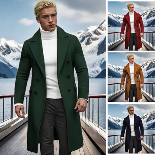Elegant double-breasted coat for men with high collar Lune London