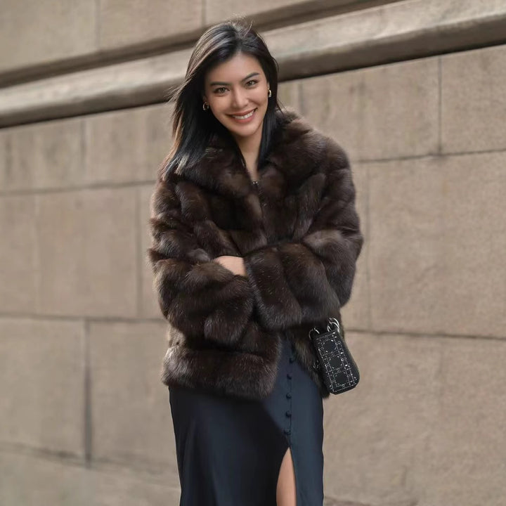 Ladies Luxurious Faux Fur Jacket with Voluminous Sleeves Lune London