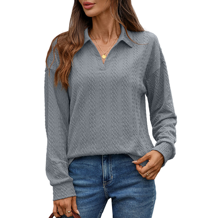 Long sleeve polo shirt for women with structured knitted surface Lune London