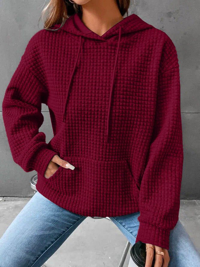 Haut en waffle pour femmes avec poche kangourou et coupe décontractée Chic & Stil