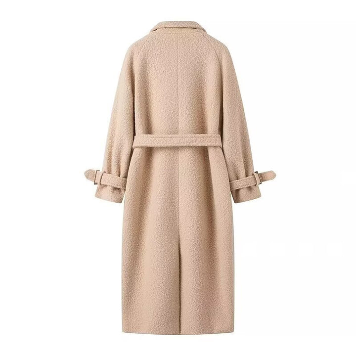 Ladies elegant oversized coat with belt and high-quality texture Lune London