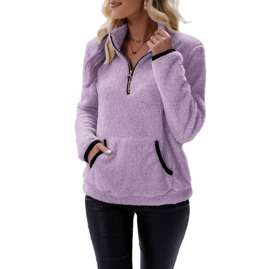 Lune London | Women's Fleece Pullover with Contrasting Pockets and Zipper