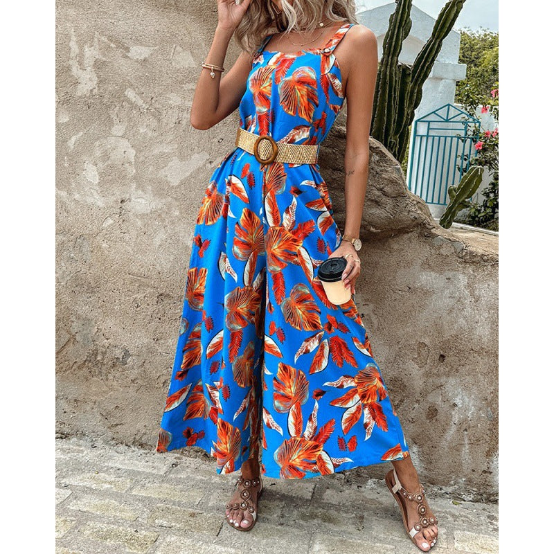 Ladies Floral Print Lightweight Chic Overall