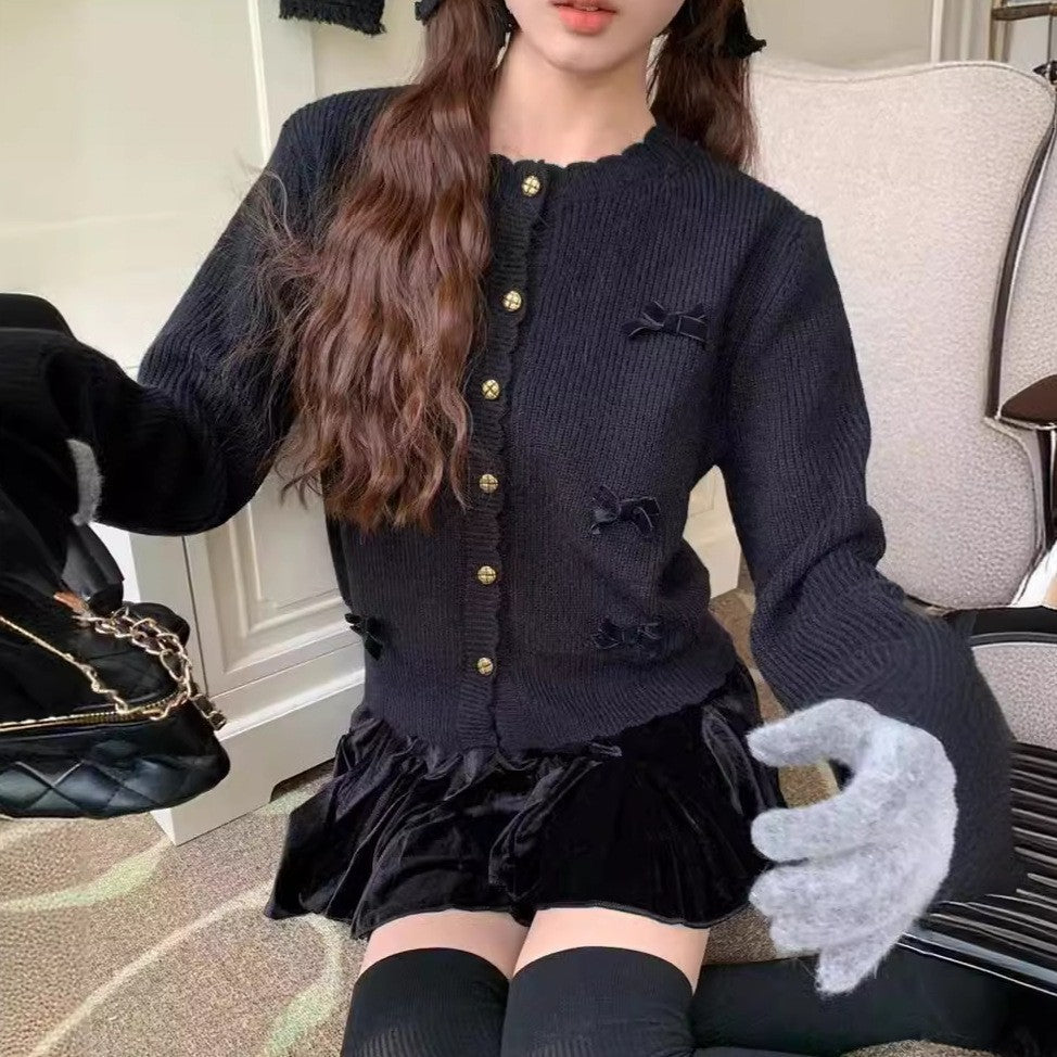Women's knitted jacket with a playful design and decorative button details Lune London