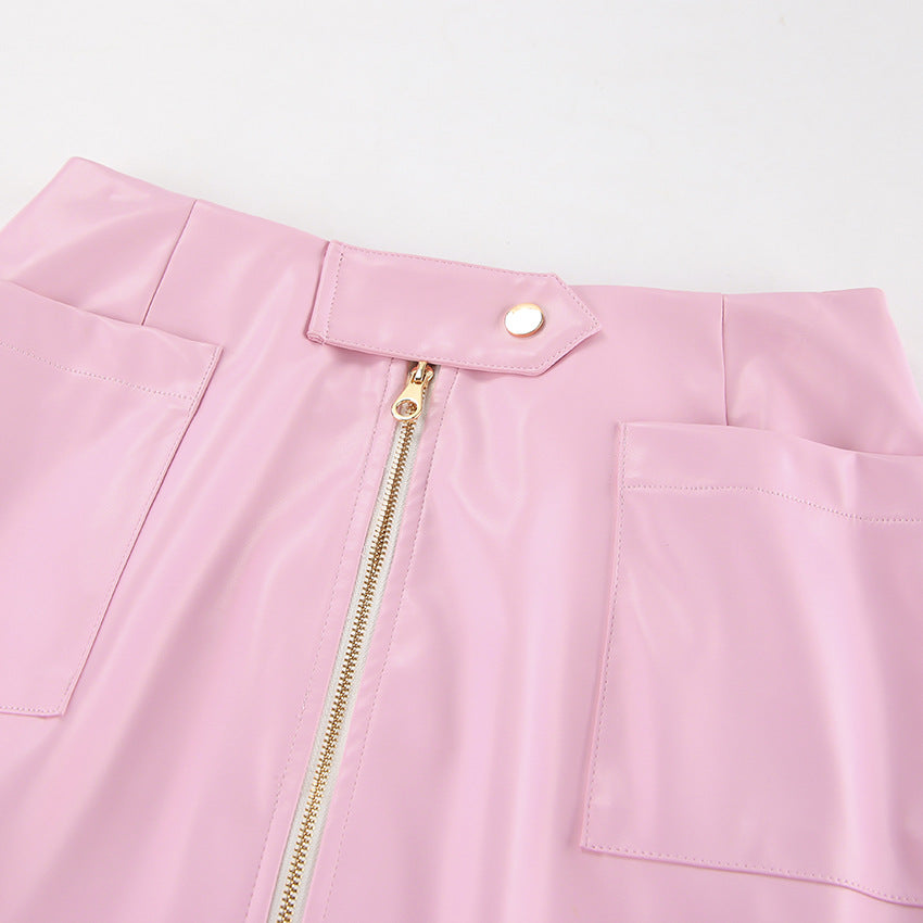 Faux leather skirt for women with zipper and elegant waist Lune London