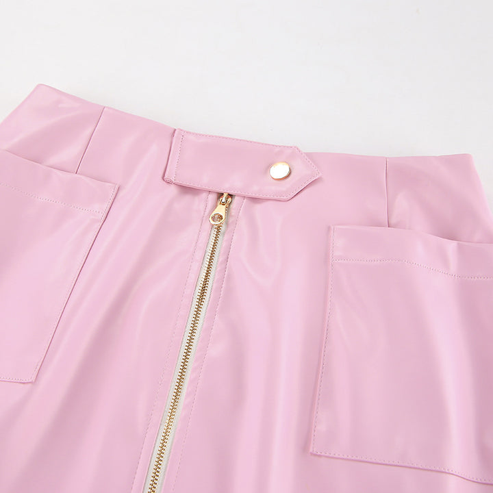 Faux leather skirt for women with zipper and elegant waist Lune London