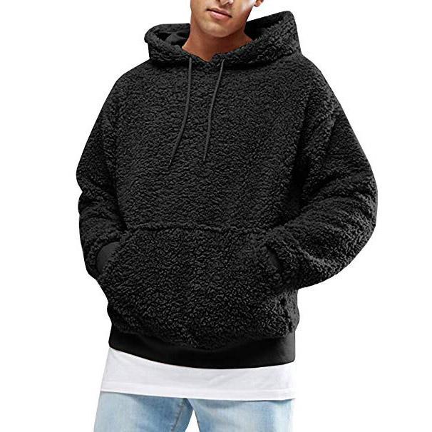 Men's Casual Teddy-Fleece Hoodie with Practical Kangaroo Pockets and Adjustable Drawstring Lune London