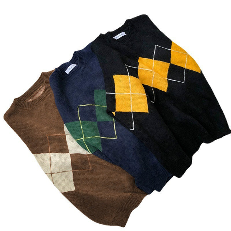 Thick knit sweater for women with a modern check pattern and an oversized relaxed fit Lune London