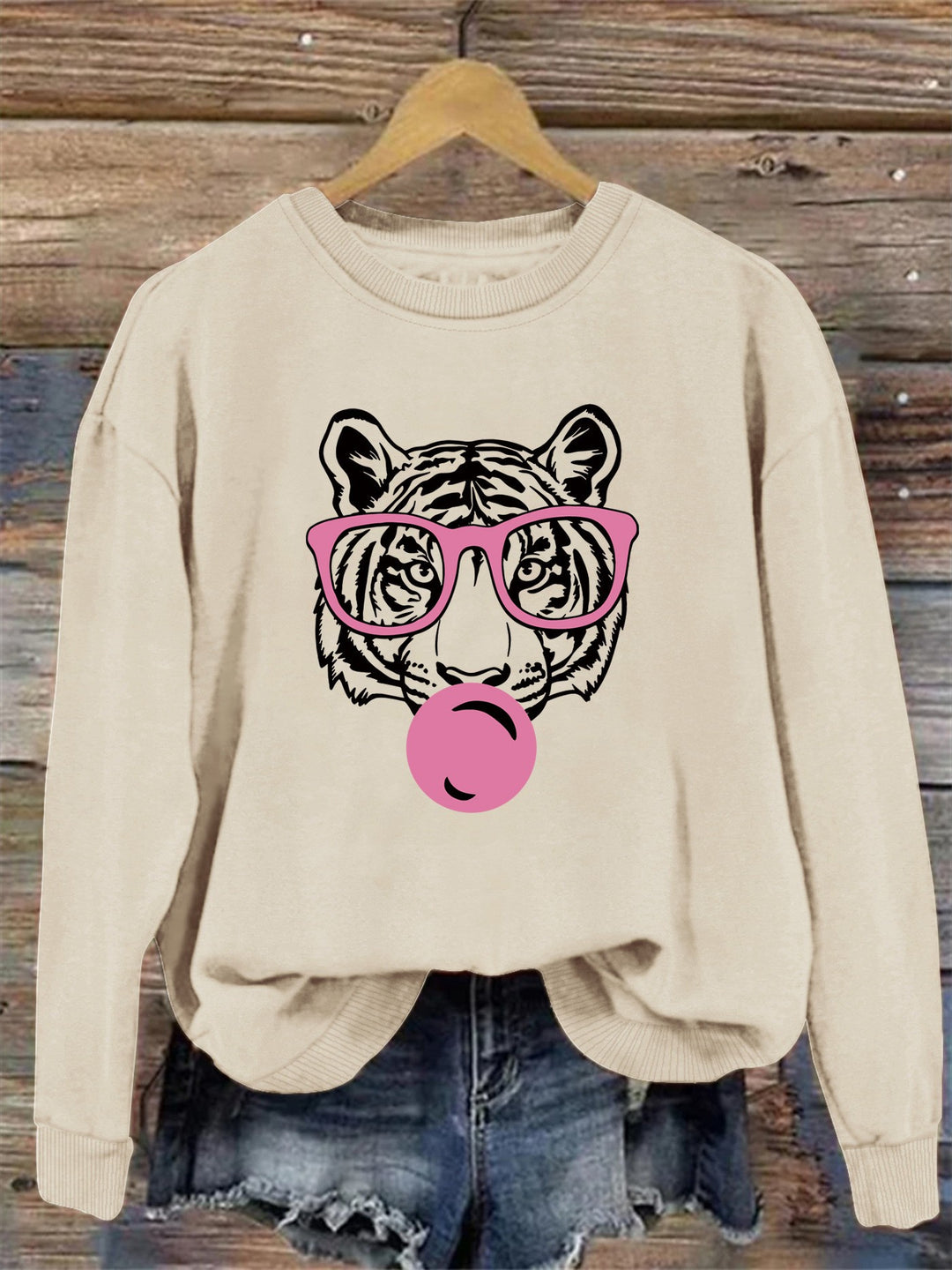 Sweat-shirt pour femmes avec design de tigre créatif et coupe décontractée Chic & Stil