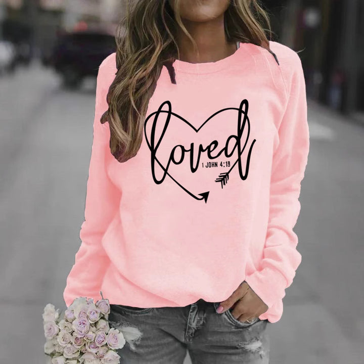 Sweatshirt pour femmes avec imprimé en forme de cœur et message inspirant Chic & Stil