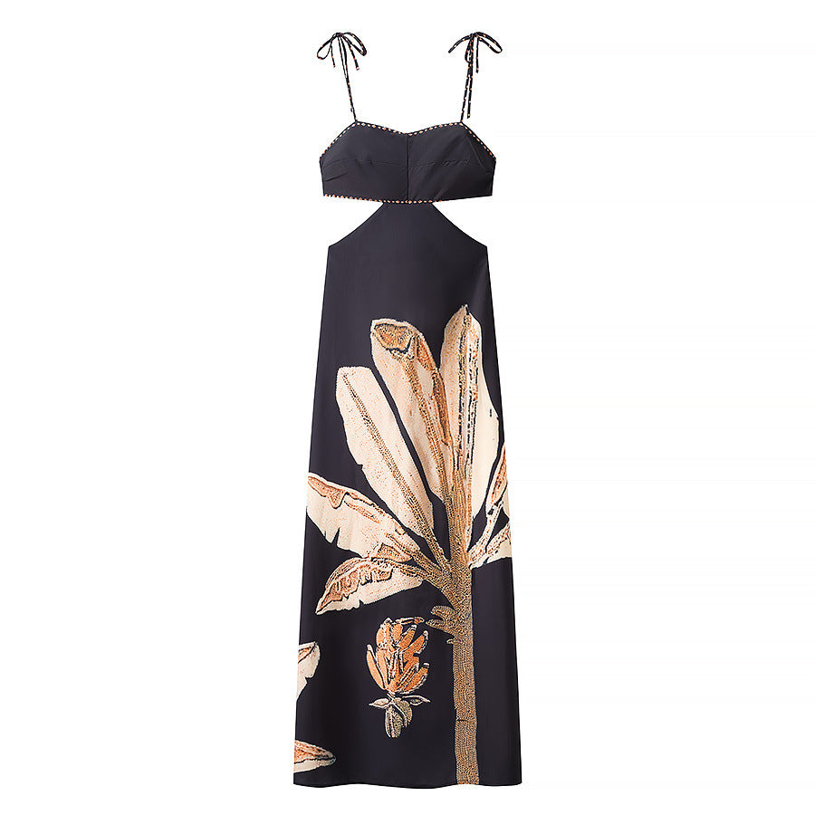 Maxi dress for women with floral print and elegant straps Lune London