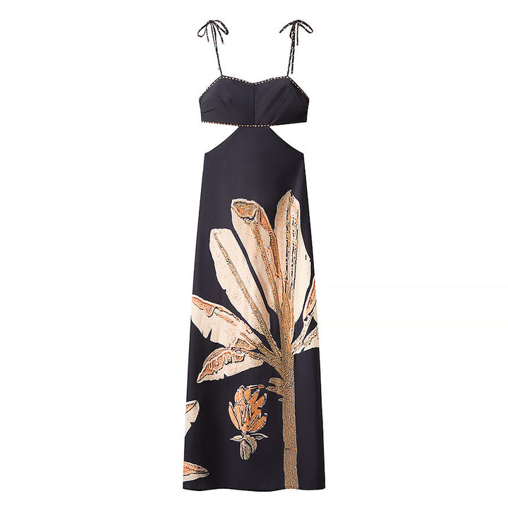 Maxi dress for women with floral print and elegant straps Lune London