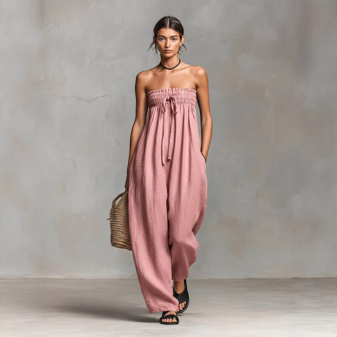 Women's Casual Jumpsuit with Elastic Top and Wide Leg Lune London