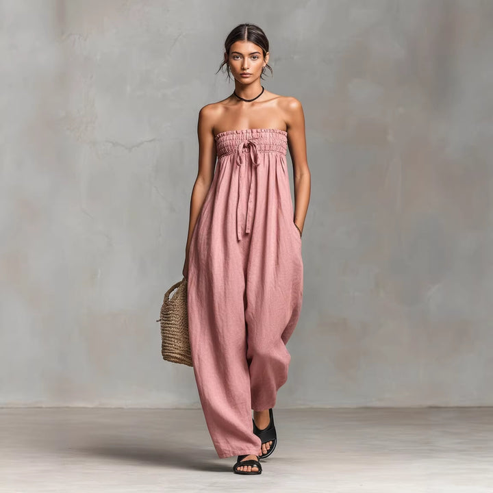 Women's Casual Jumpsuit with Elastic Top and Wide Leg Lune London
