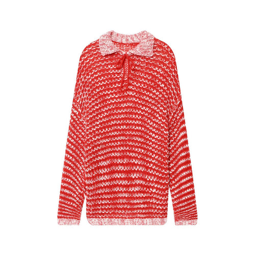 Casual knit sweater for women with trendy collar and fastening ties Lune London