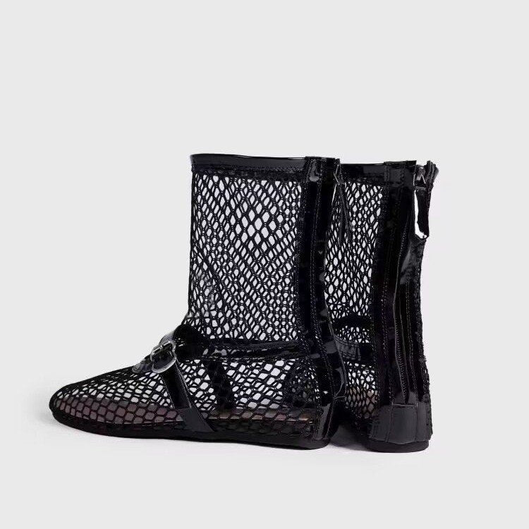 Mesh boots for women with fashionable accents and comfortable lining Lune London