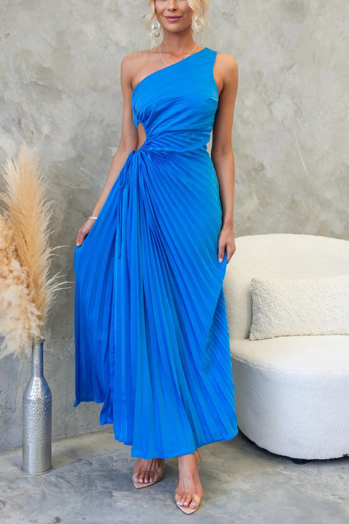 Women's maxi dress with sophisticated draping and asymmetrical design Lune London