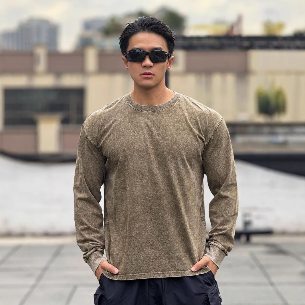 Long sleeve shirt for men in soft cotton blend with a trendy washed effect Lune London