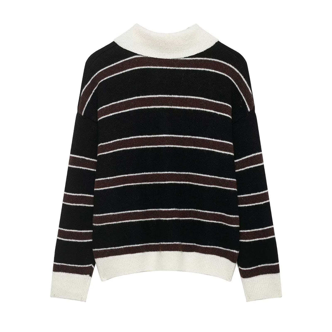 Pull décontracté pour femmes avec col et patte de boutonnage Chic & Stil