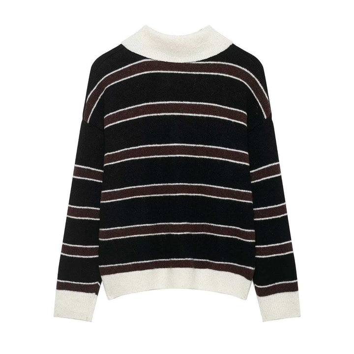 Pull décontracté pour femmes avec col et patte de boutonnage Chic & Stil