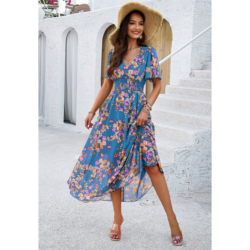 Maxi flower dress for women with flowing sleeves Lune London