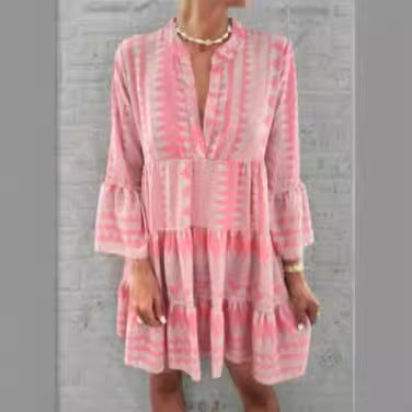 Casual wrap dress for women with voluminous sleeves and a graphic pattern Lune London