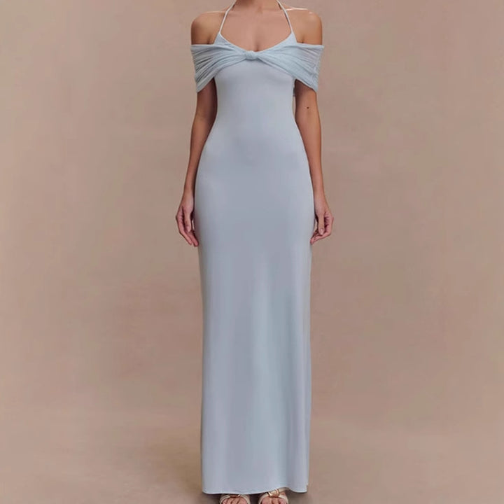 Ladies Elegant Maxi Dress with Chic Refined Shoulder Design and Style