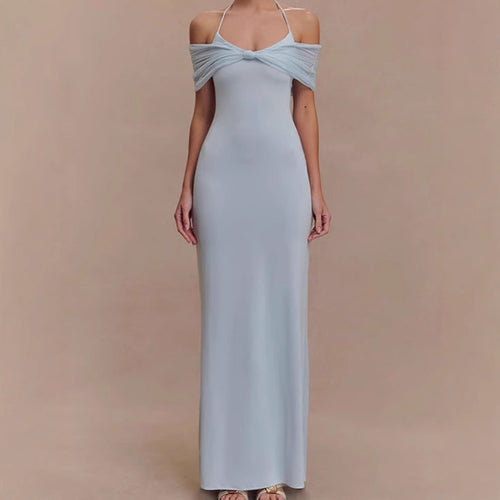 Ladies Elegant Maxi Dress with Chic Refined Shoulder Design and Style