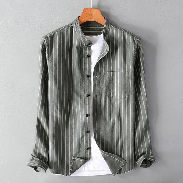 Casual long sleeve shirt for men with fine stripes and chest pocket Lune London