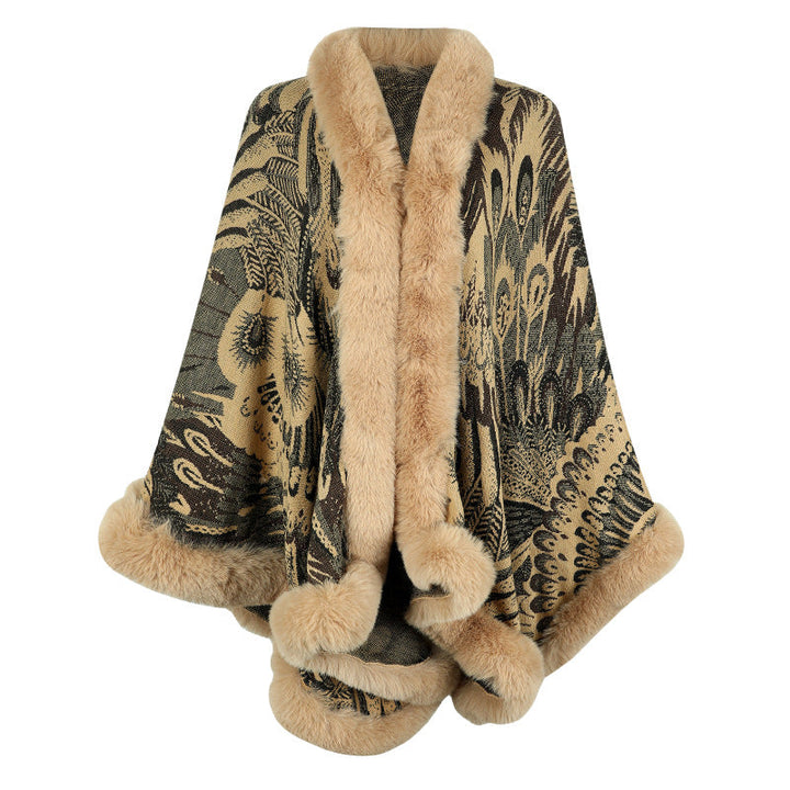 Lune London | Women's luxurious poncho with decorative fleece heat protection