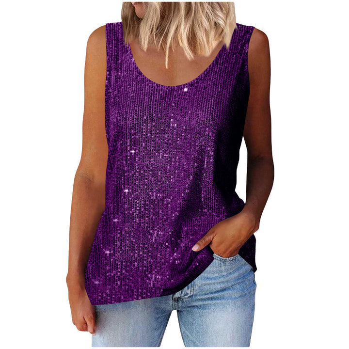 Ladies shimmering top with glistening fabric and figure-friendly cut Lune London