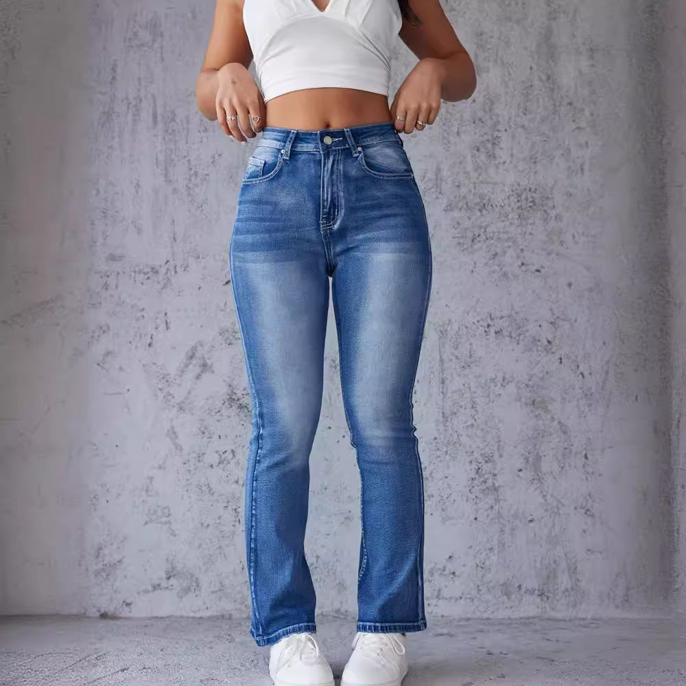 High-waisted bootcut jeans for women with a slightly worn look Lune London