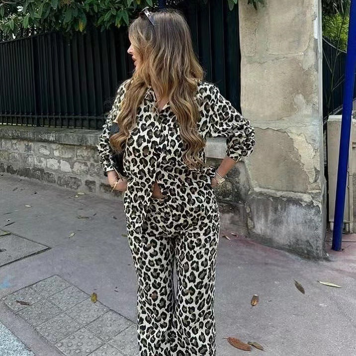 Pantalons larges en lin pour femmes avec imprimé léopard tendance Chic & Stil