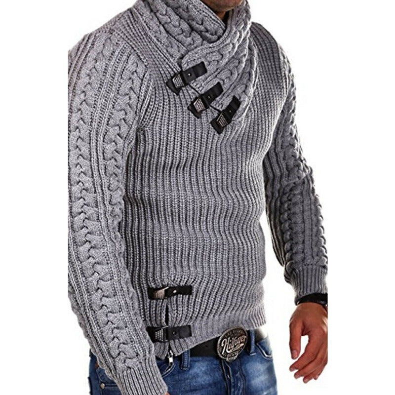 Stylish knitted sweater for men with asymmetric collar Lune London