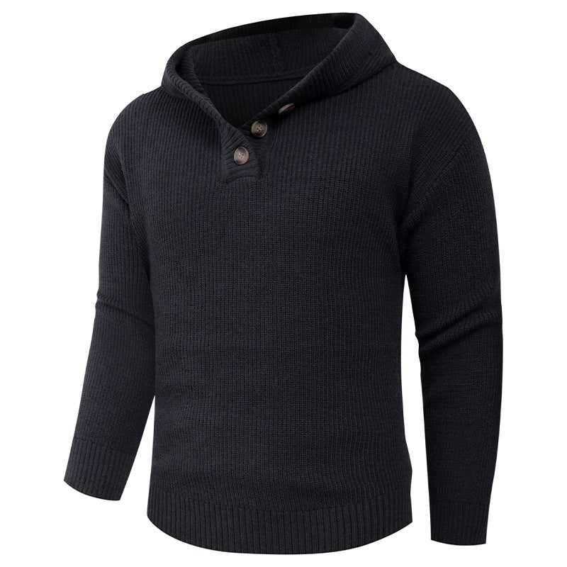 Lune London | Men's sweater with shawl collar and wooden buttons