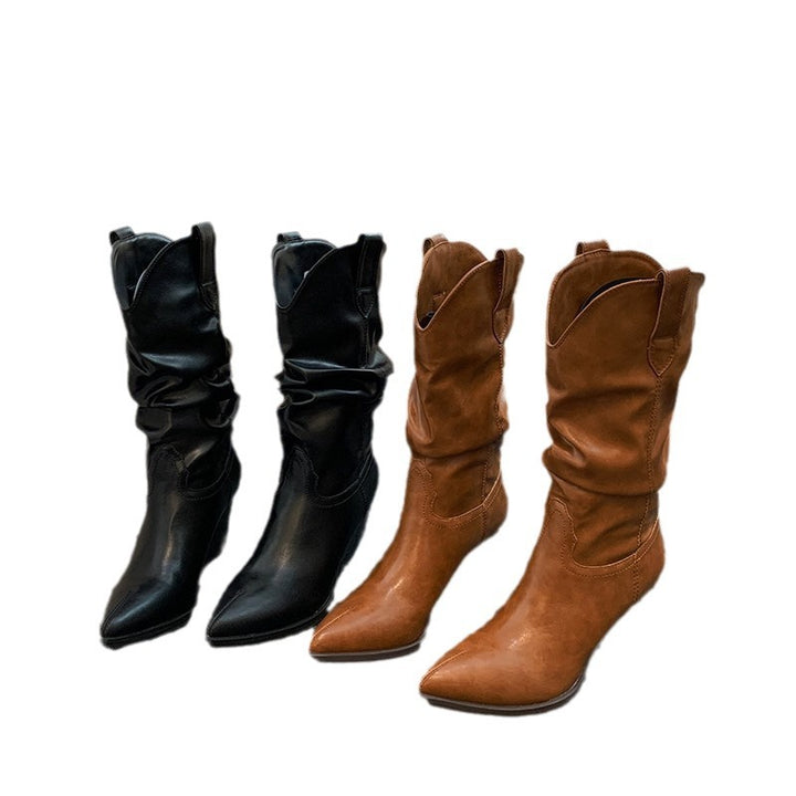 Western boots for women with an elegant drape and a Lune London heel