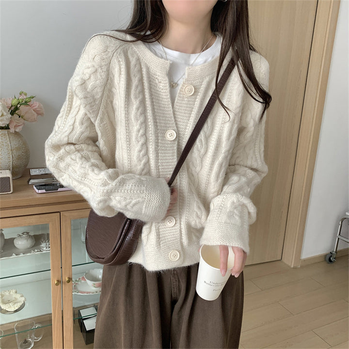 Cardigan épais en tricot pour femmes avec motif en câble et manches larges Chic & Stil