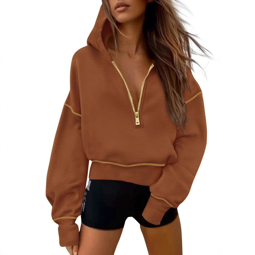 Knit sweater for ladies with functional zip and relaxed fit Lune London