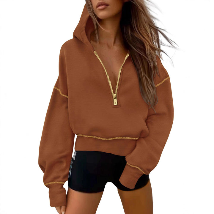 Knit sweater for ladies with functional zip and relaxed fit Lune London
