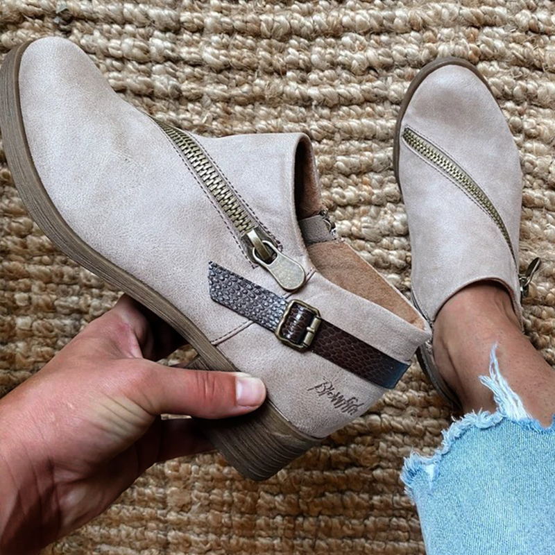 Elegant ankle boots for women with decorative zippers and a comfortable sole Lune London