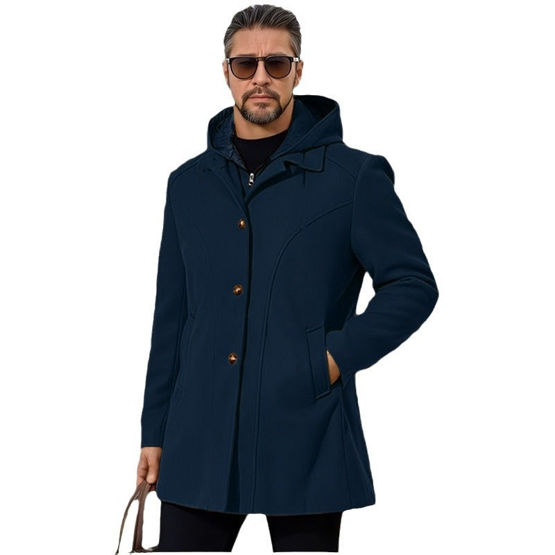 Elegant transition jacket for men with hood and flared pleats Lune London
