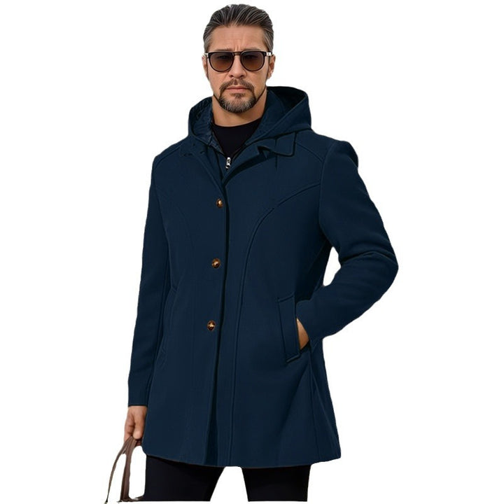 Elegant transition jacket for men with hood and flared pleats Lune London
