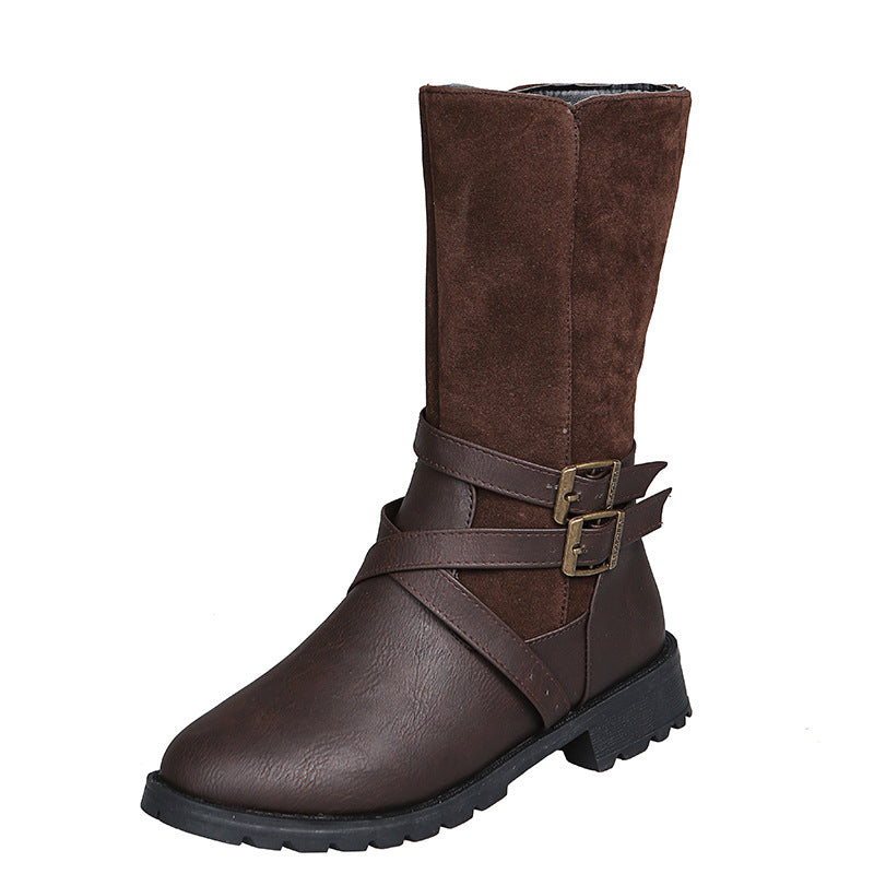 Elegant women's boots with a fashionable crisscross bandage design and a sturdy sole Lune London