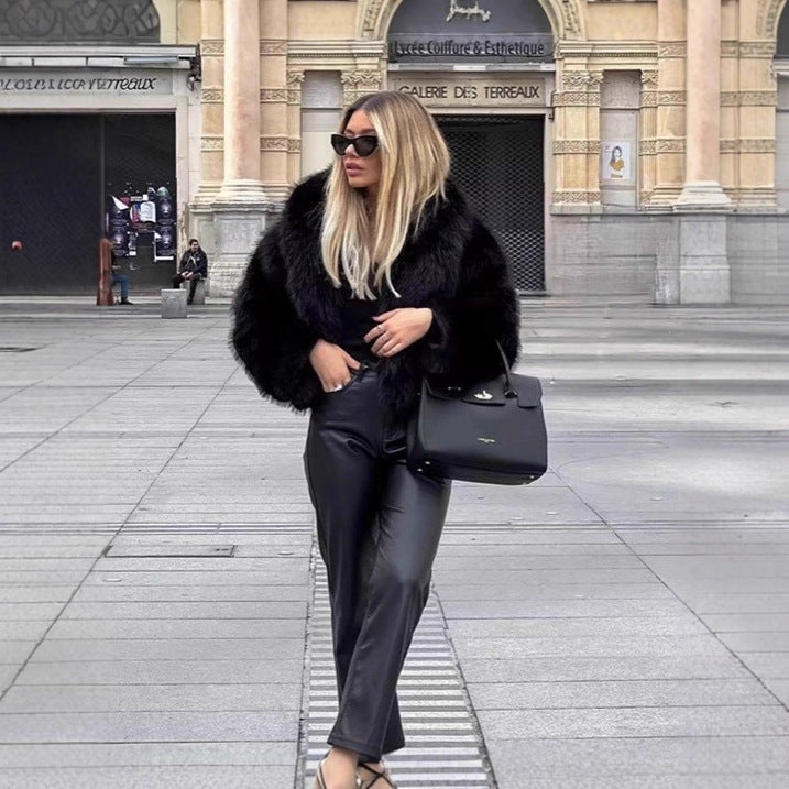 Ladies Chic Faux Fur Blazer Lune London